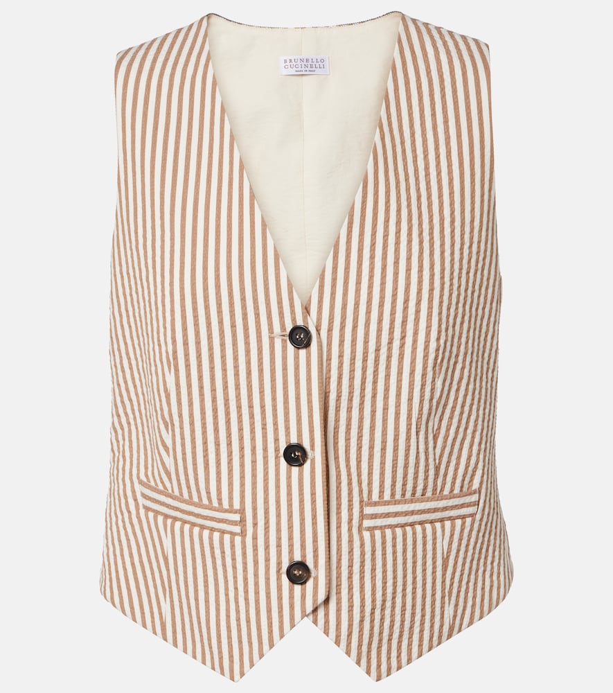 Brunello Cucinelli Striped cotton-blend vest