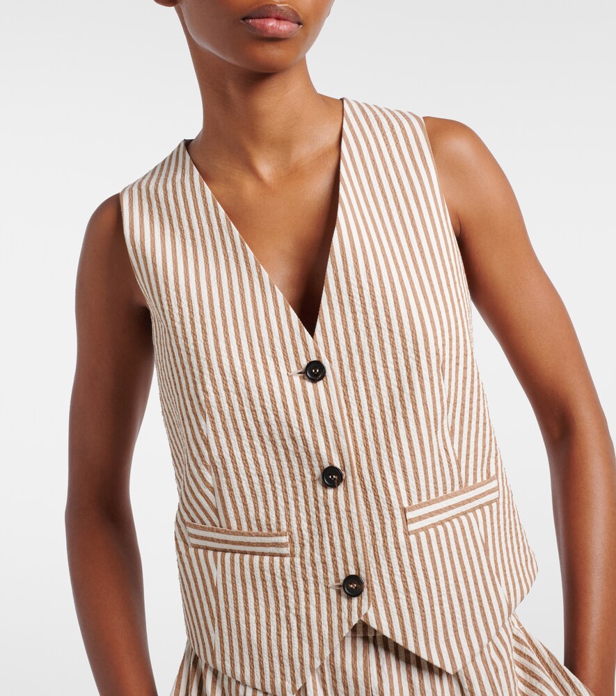  Brunello Cucinelli Brunello Cucinelli Striped Cotton-blend Vest 