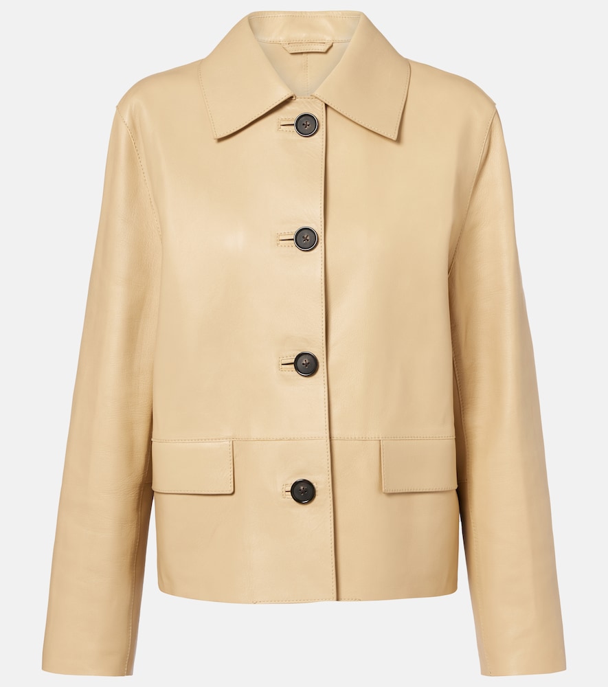 Toteme Women's Beige Leather Jacket UK Size 10 - Mytheresa