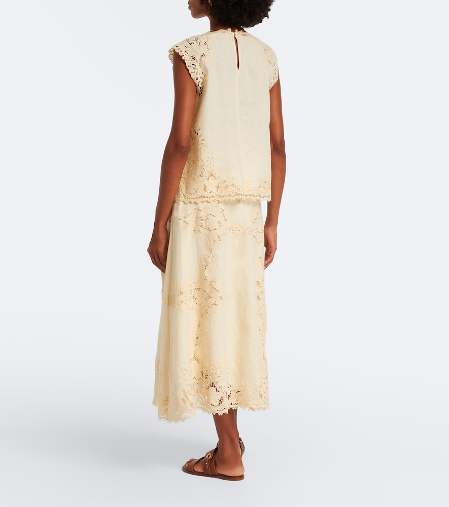 Fleur Crochet-Trimmed Midi