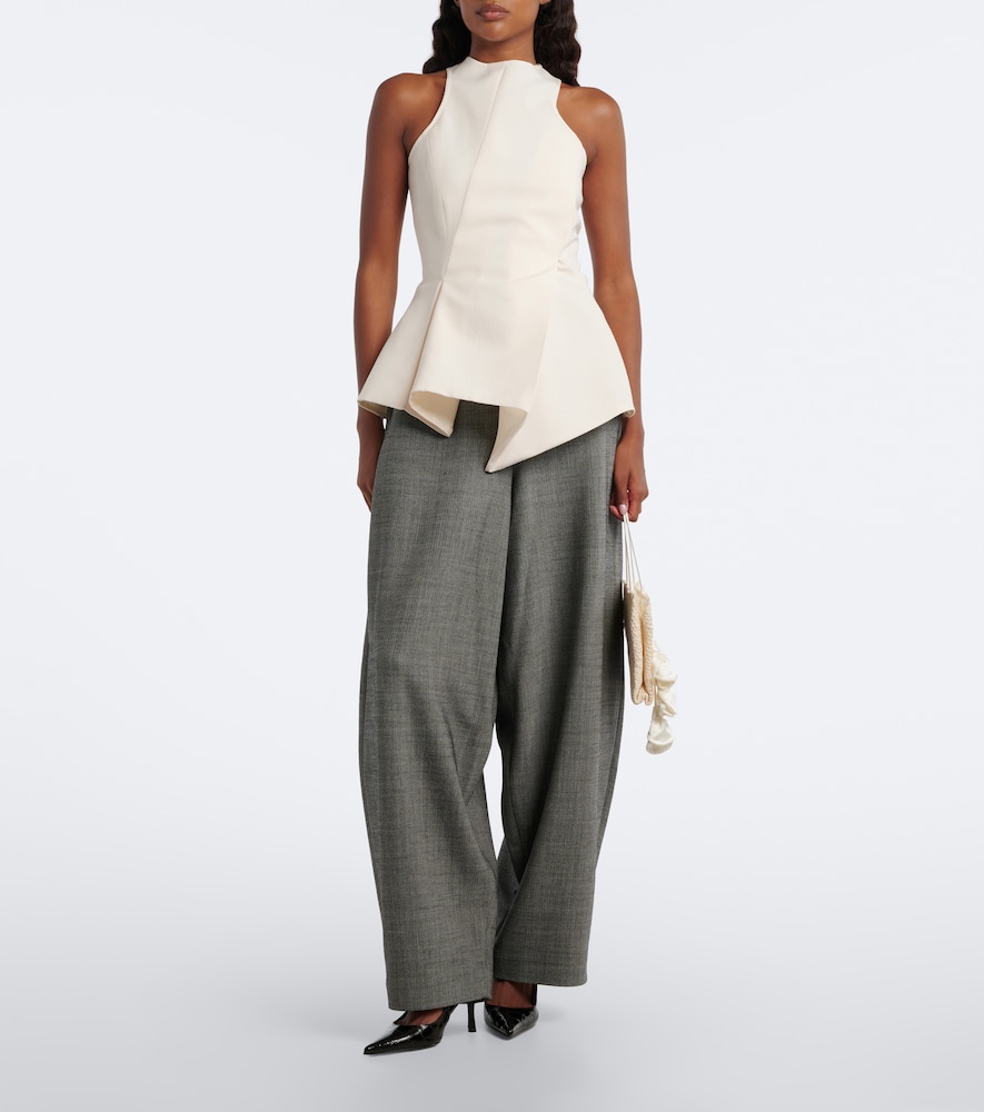 Asymmetric Peplum Wool-Blend Top