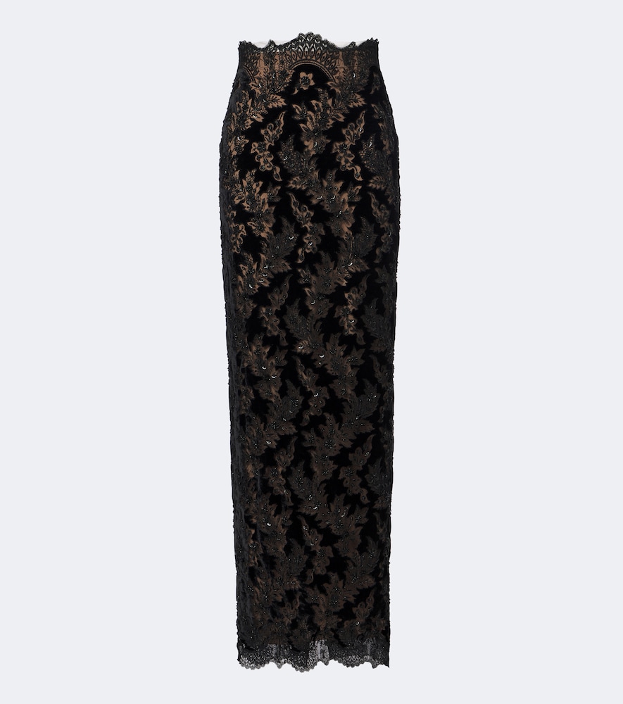 Latta Embellished Velvet And Lace Maxi