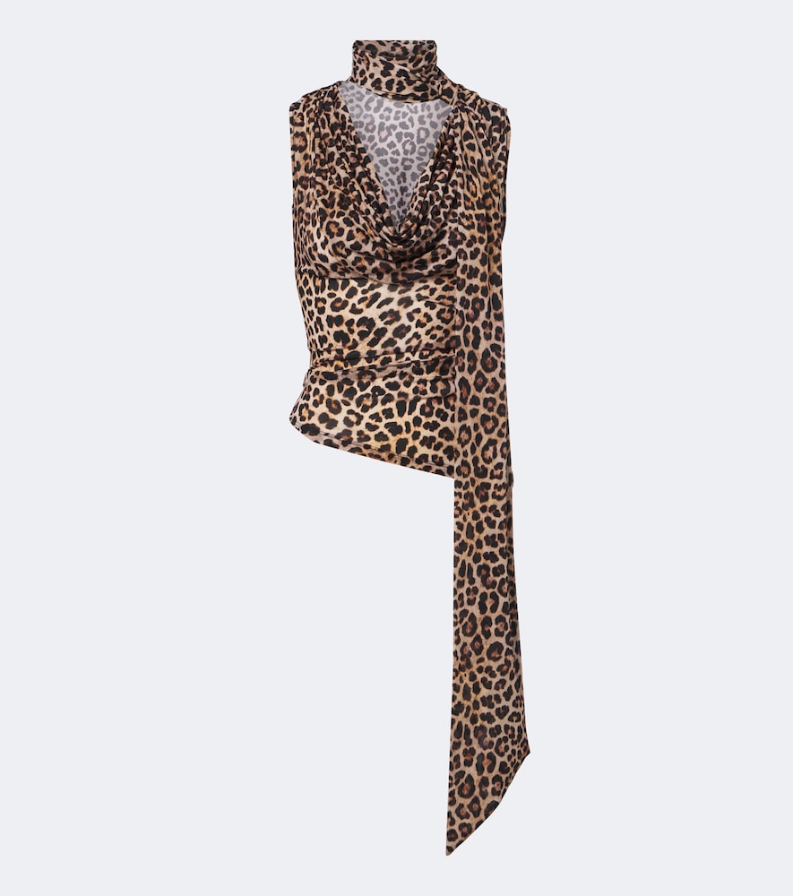 Top con stampa leopardata e sciarpa