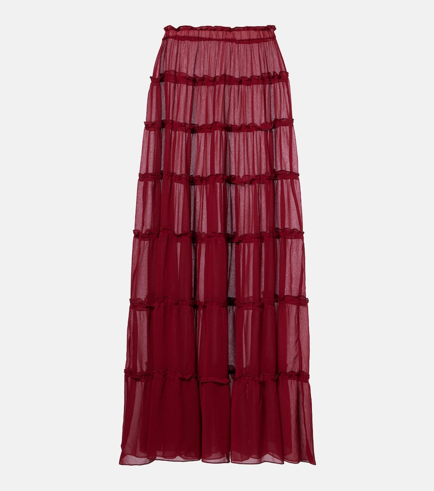 Bananhot Elma tiered semi-sheer maxi skirt
