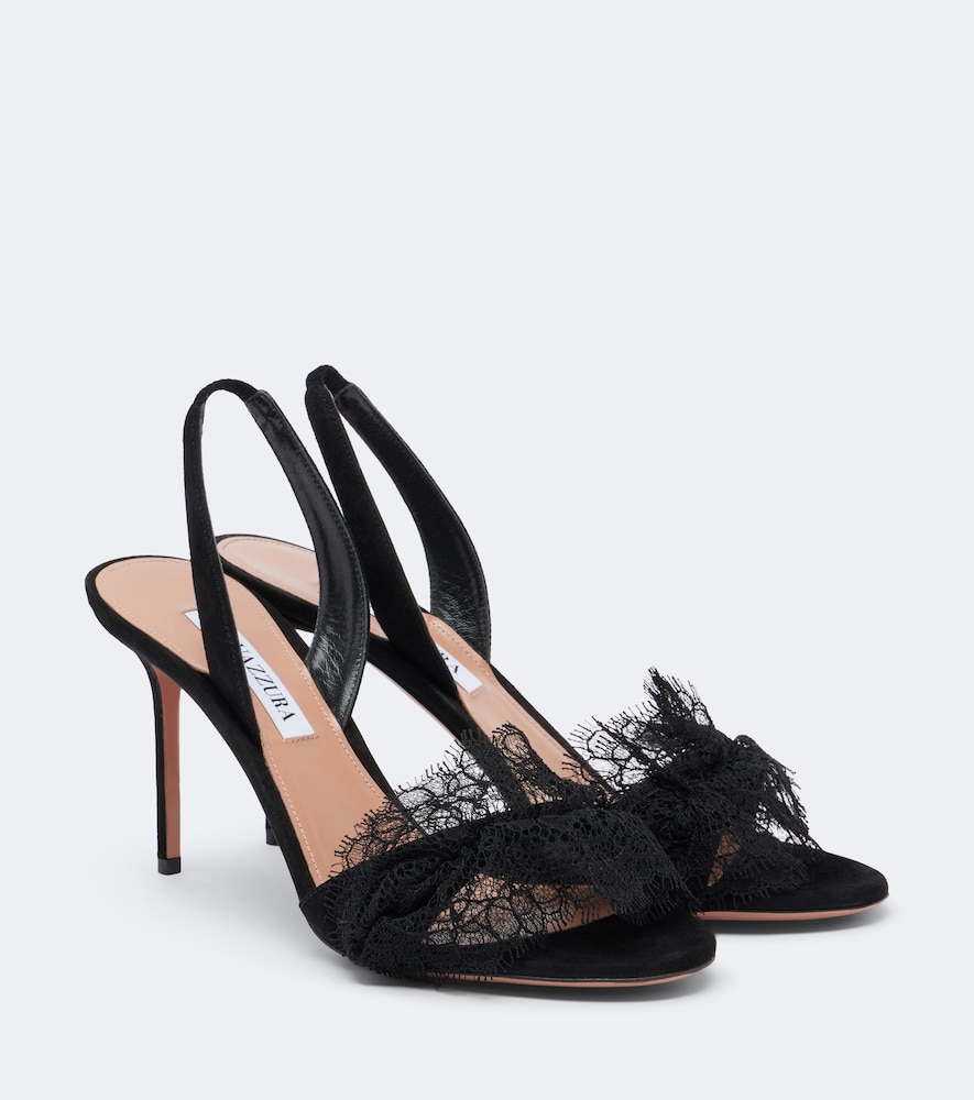 Sandali slingback Lover in suede con pizzo