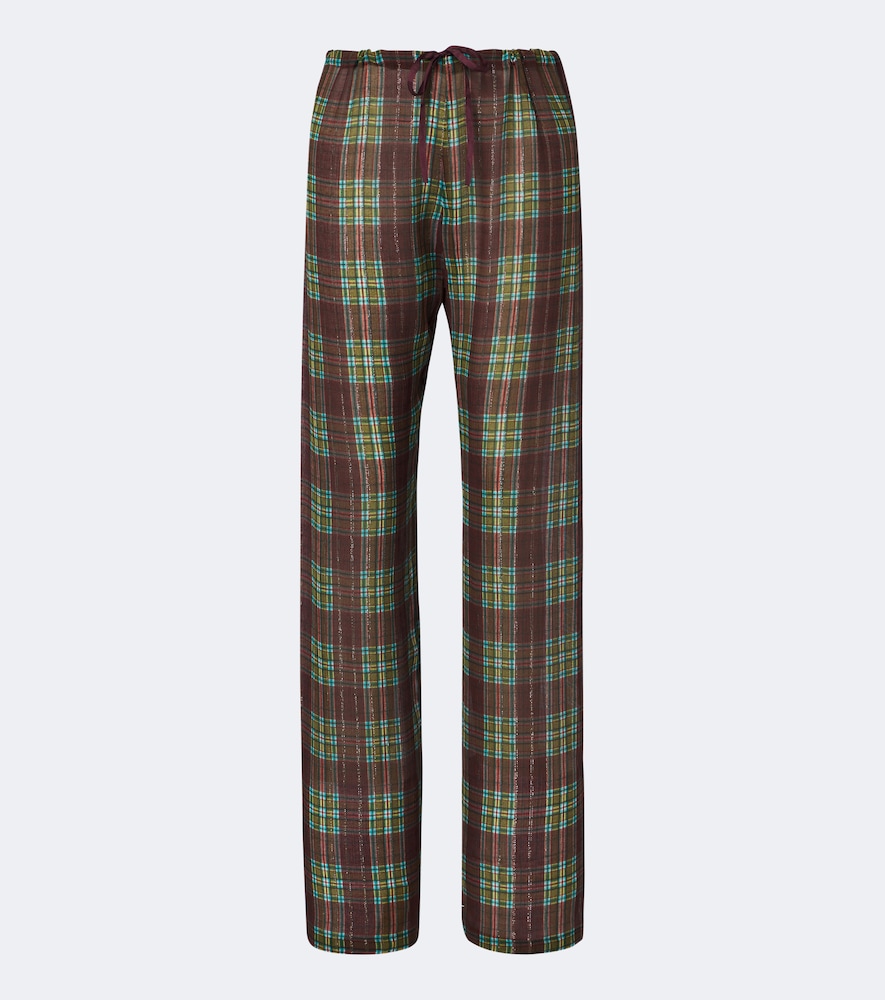 Dries Van Noten Donna Pantaloni A Gamba Larga A Quadri Multicolore It Taglia 40- Mytheresa