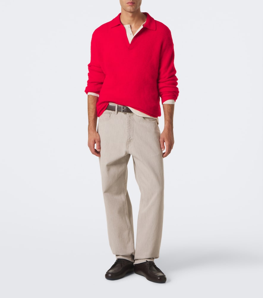 Alpaca-Blend Polo Sweater