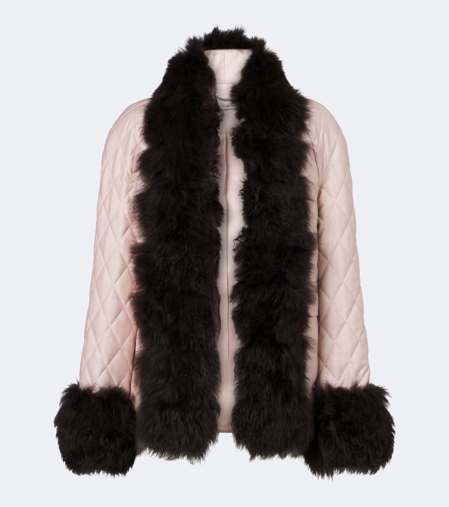 Quilted Shearling-Trimmed Coat