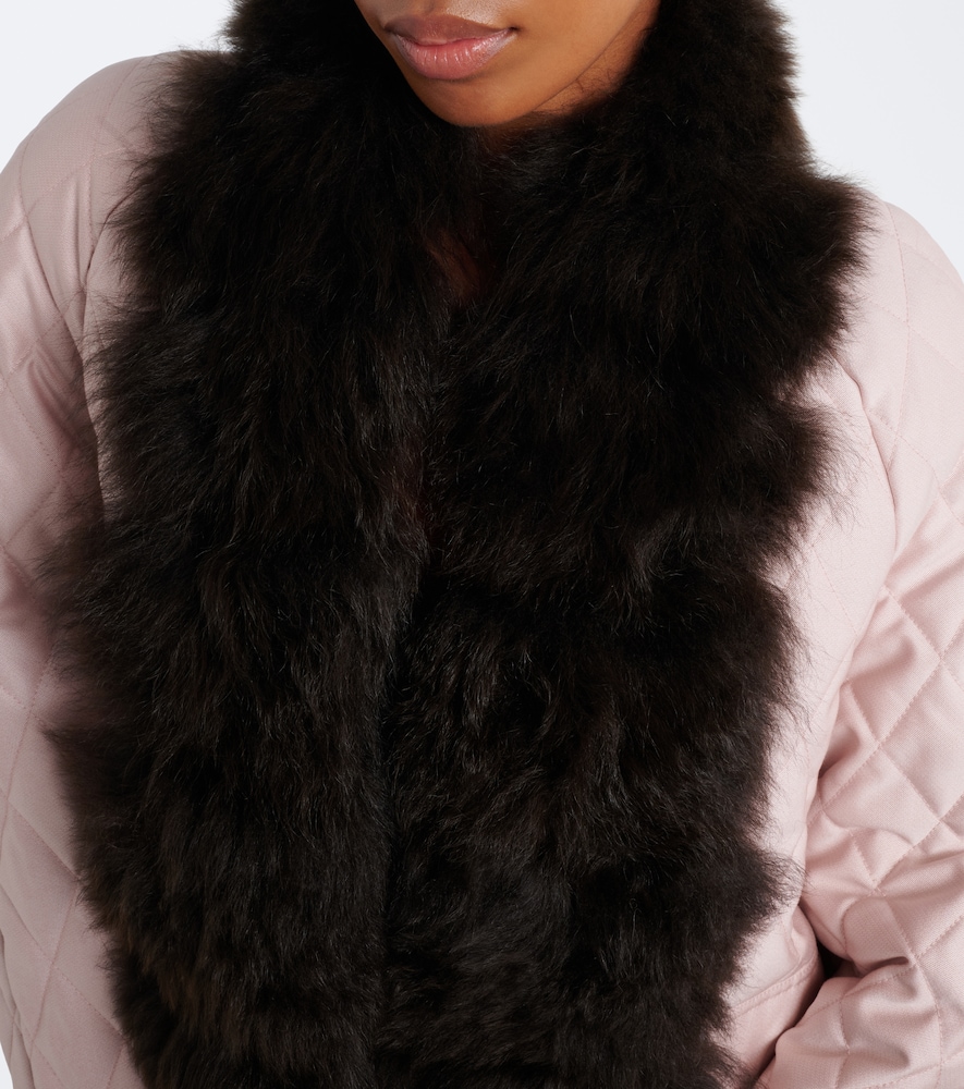 Quilted Shearling-Trimmed Coat