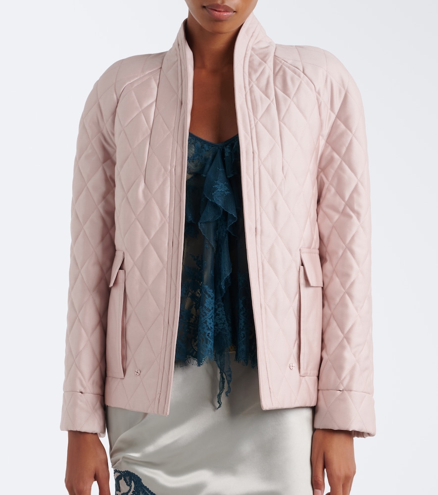 Quilted Shearling-Trimmed Coat