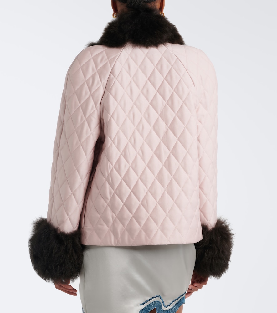 Quilted Shearling-Trimmed Coat