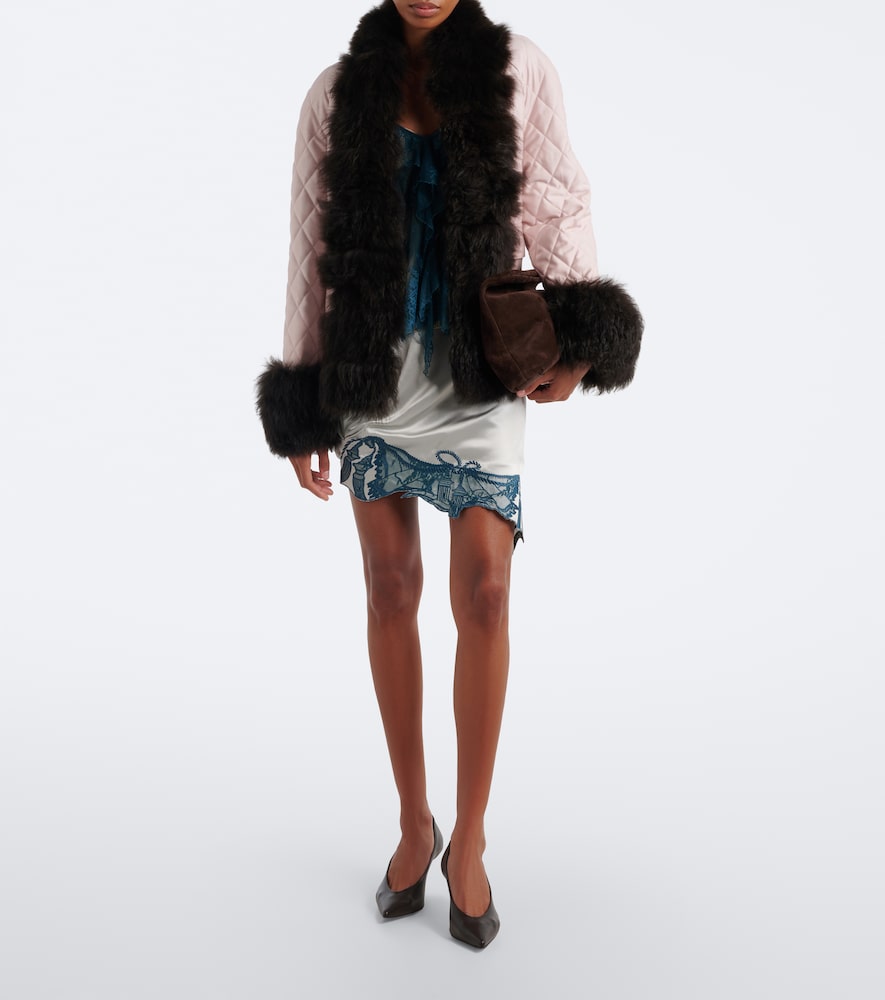 Quilted Shearling-Trimmed Coat