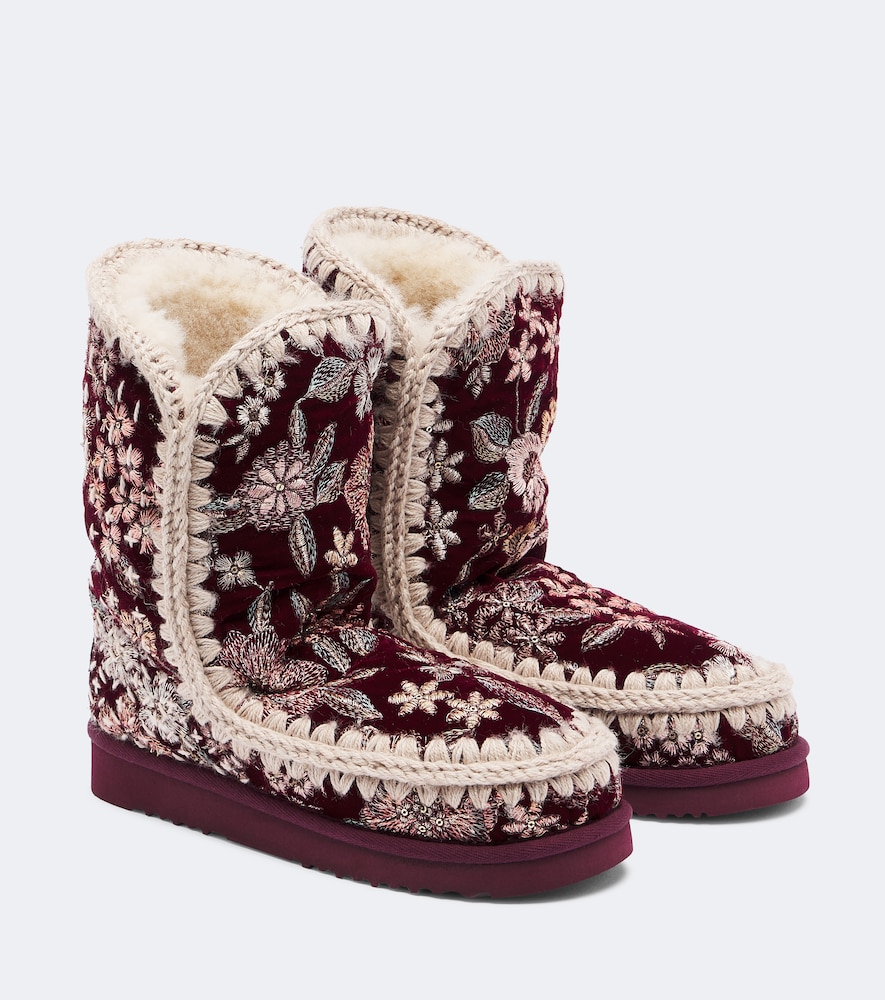 24 Shearling-Lined Velvet Ankle Boots