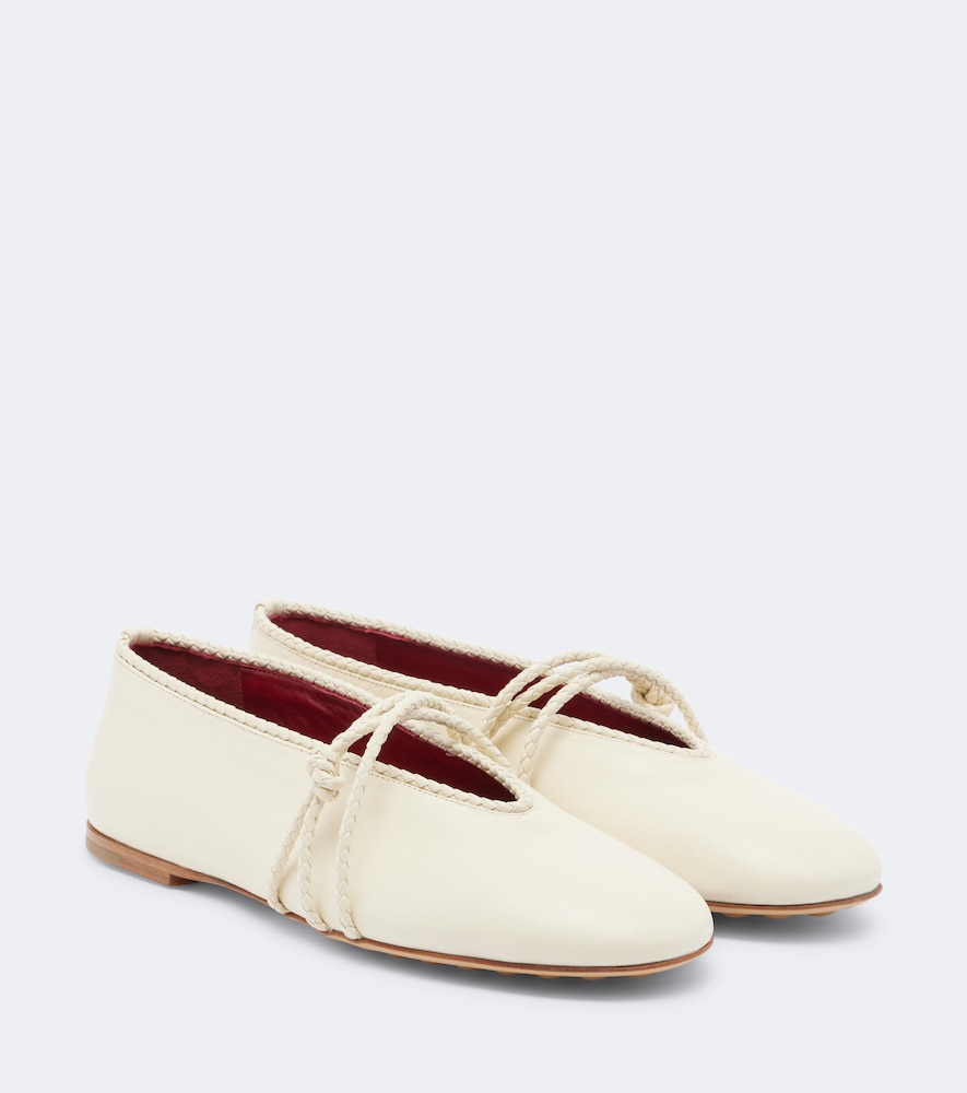 Mary-Jane-Ballerinas Rosa Intrecciato