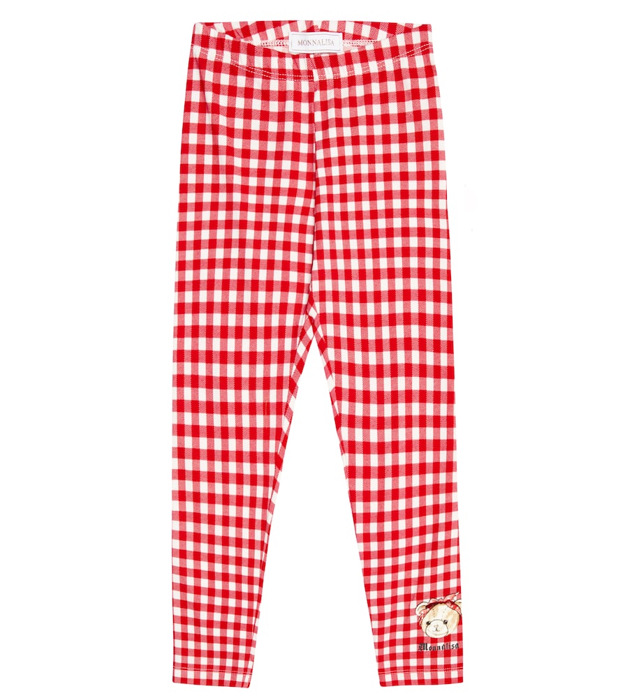 Monnalisa Gingham cotton-blend leggings
