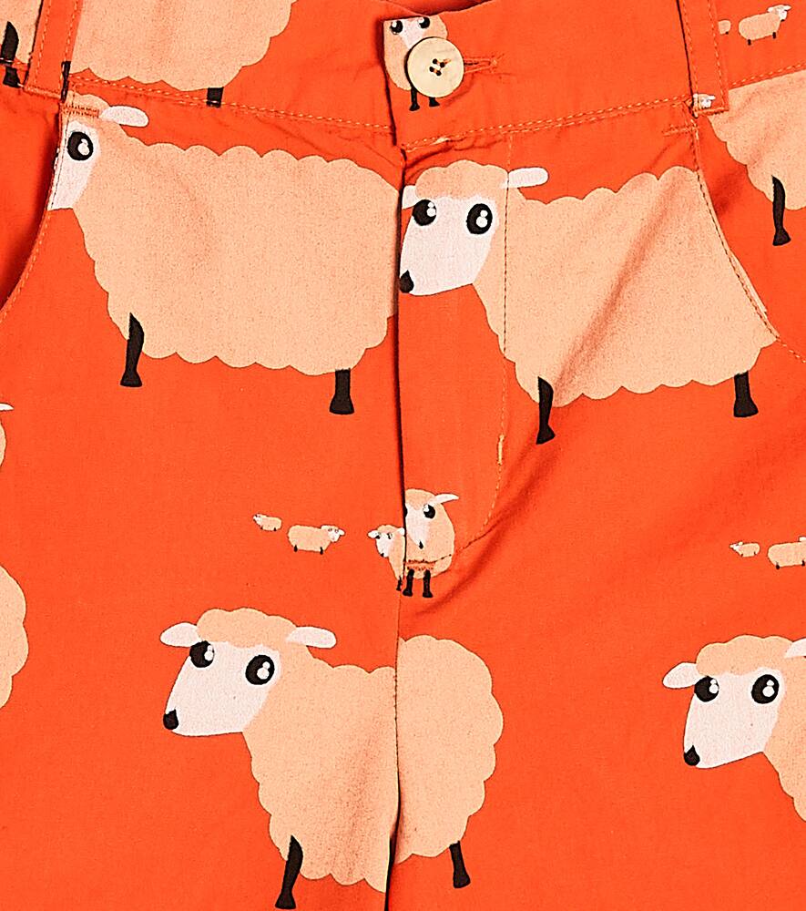 Shop The Animals Observatory Pig Printed Cotton Shorts In Red Sheep