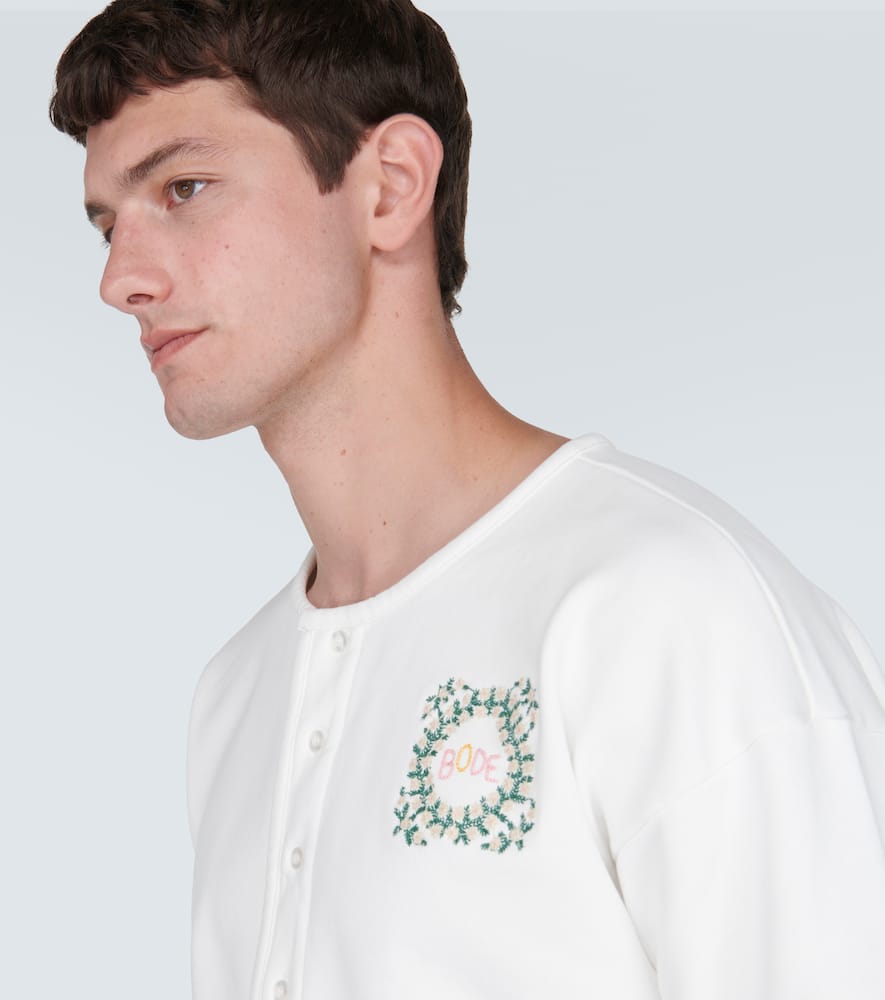 Bode Daisy Never Tell Cotton Henley Shirt In White