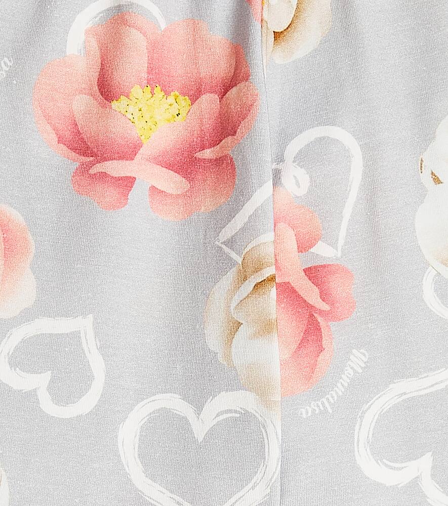 Monnalisa Floral Printed Jersey Leggings In Multicoloured