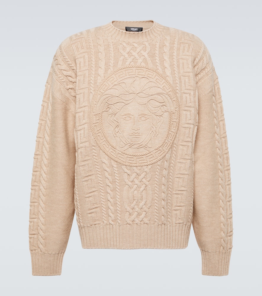 Versace Medusa embroidered virgin wool sweater