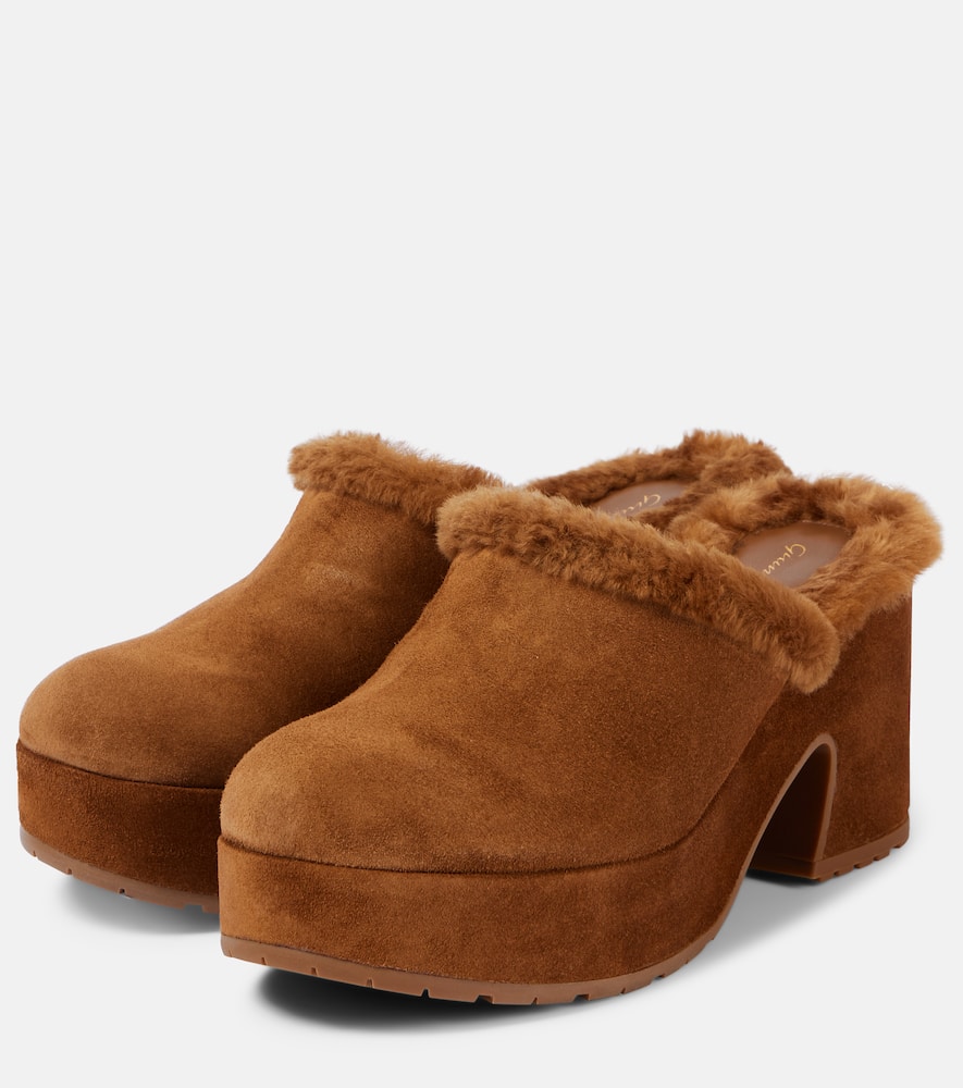 Shop Gianvito Rossi Lyss 55 Suede Platform Clogs In Brown
