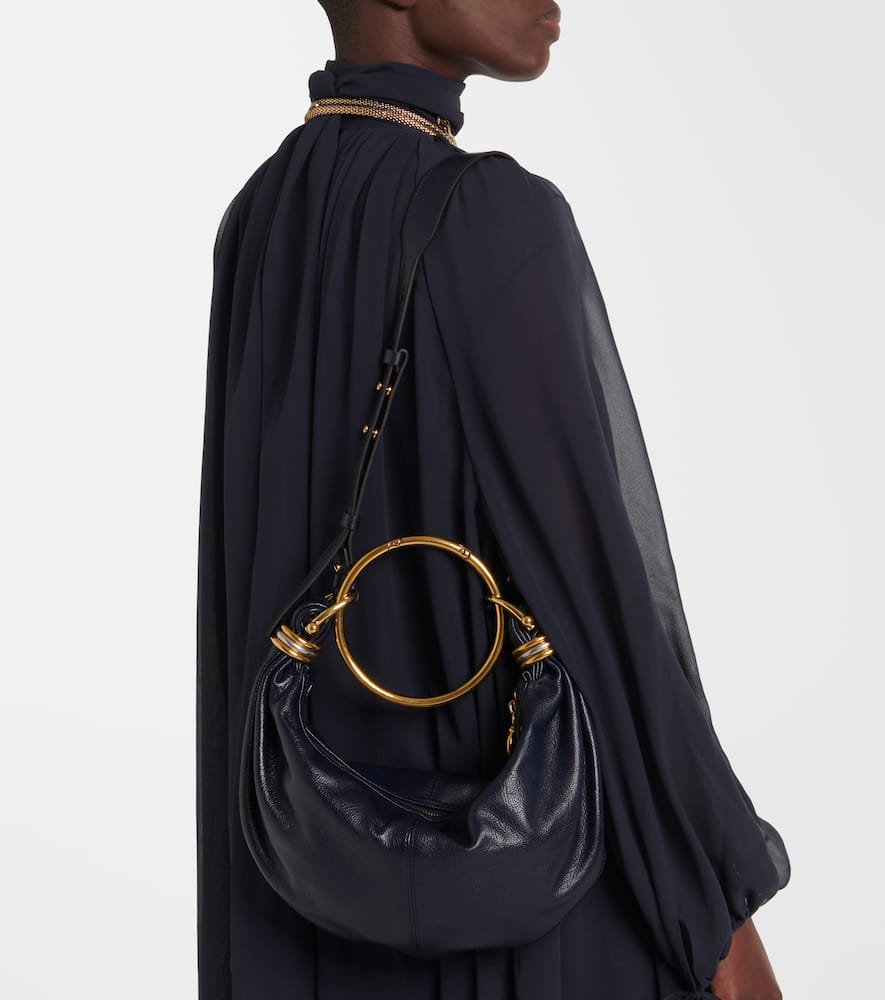 Chloé Small Bracelet Hobo Bag In Grained Leather In Black