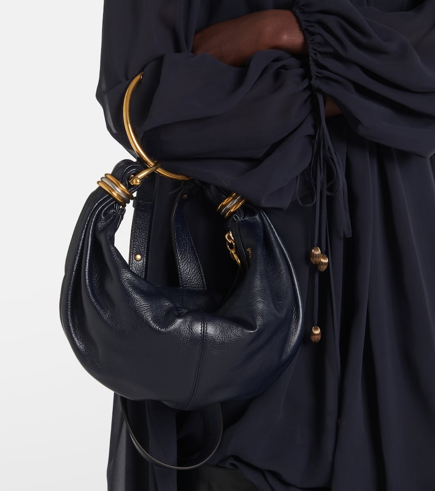Chloé Small Bracelet Hobo Bag In Grained Leather In Black