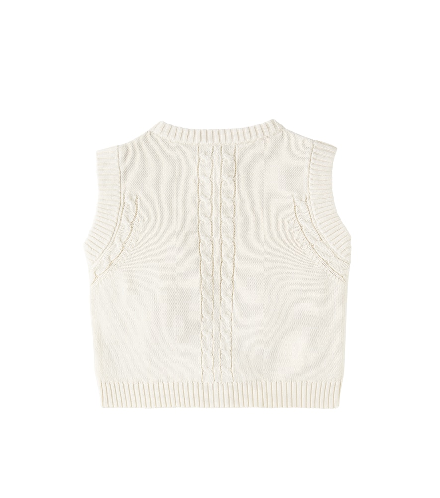 Bonpoint Round-neck Knitted Vest In Blanc Lait