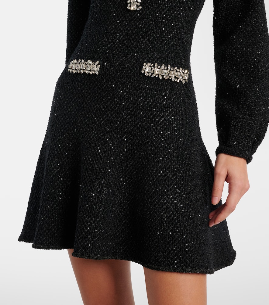 Self-portrait Sequin Knit Mini Dress In Black