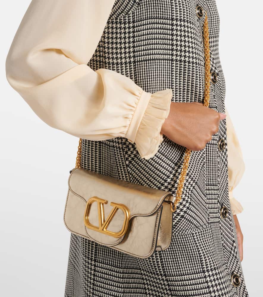 Valentino Small Leather Locò Shoulder Bag In Metallic