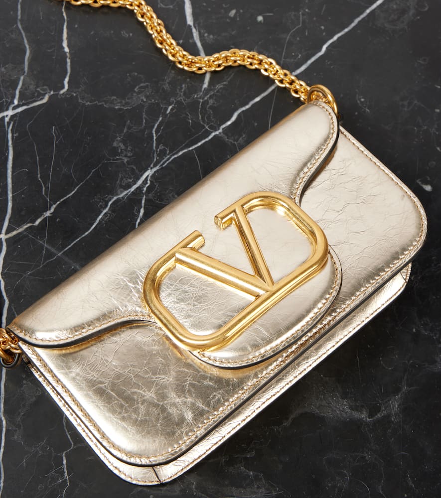 Valentino Small Leather Locò Shoulder Bag In Metallic
