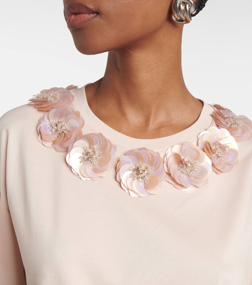 Max Mara Gennaio Embellished Jersey Top In Beige