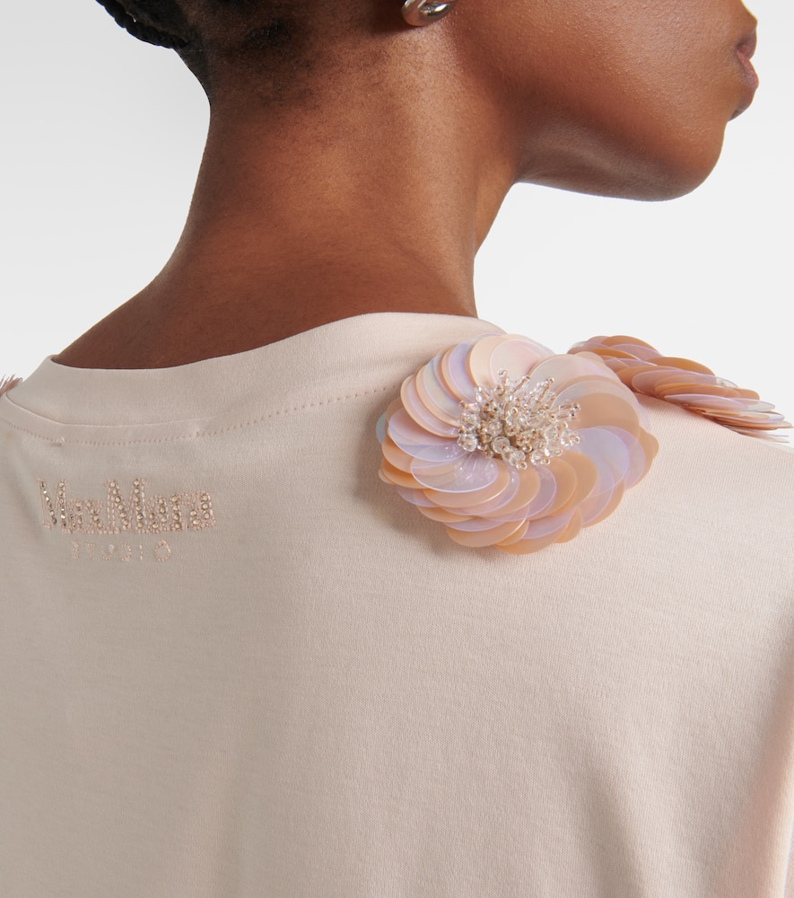 Max Mara Gennaio Embellished Jersey Top In Beige