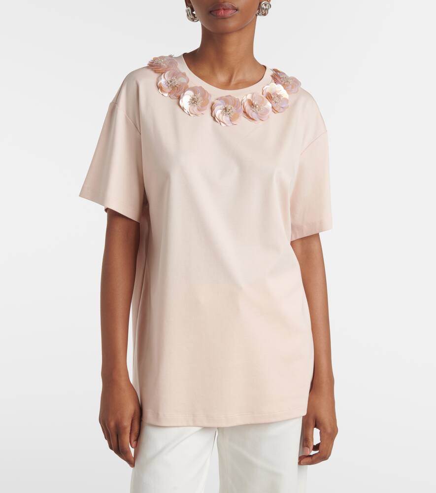 Max Mara Gennaio Embellished Jersey Top In Beige