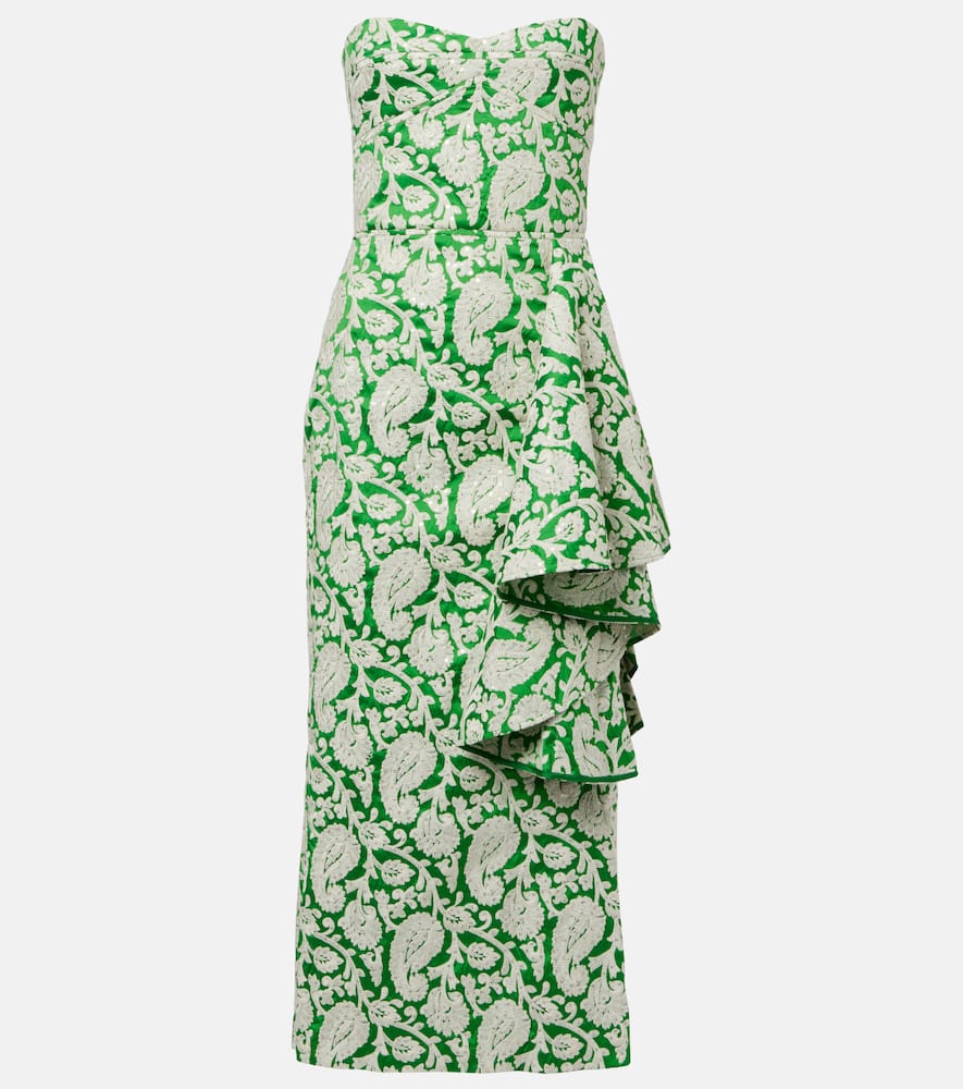 Draped paisley midi dress