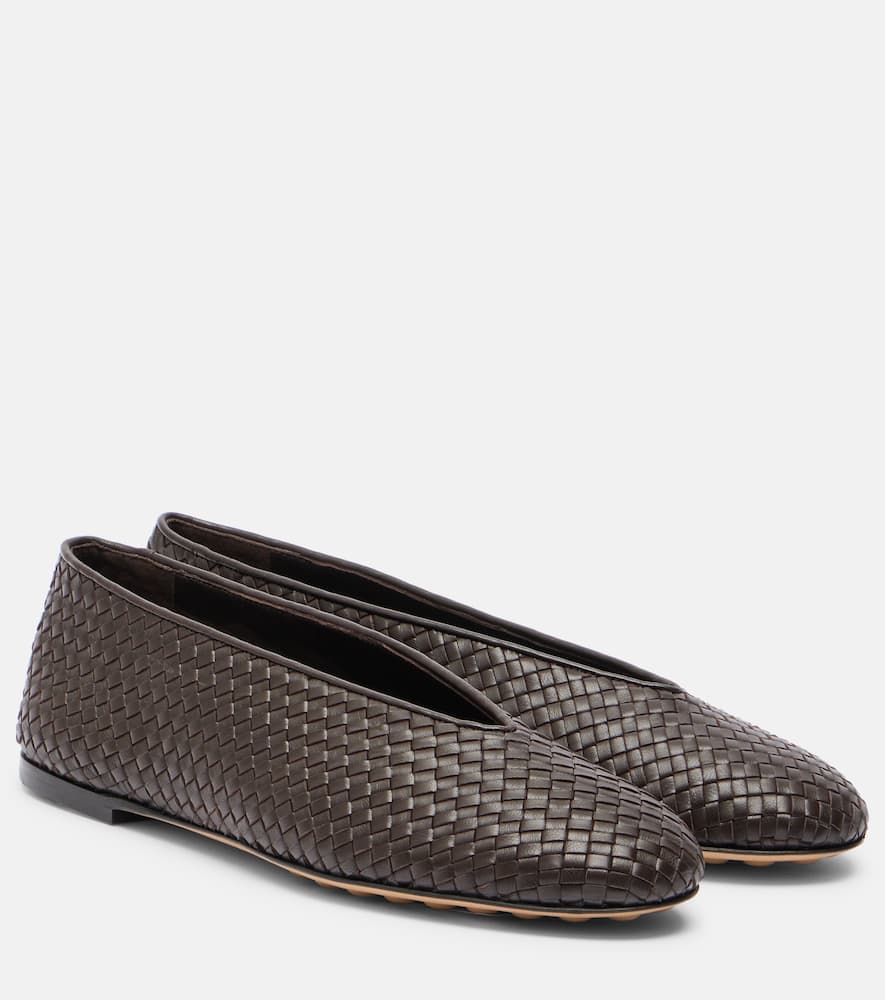 Bottega Veneta Fondant Intrecciato Lambskin Rosa Ballet Flats In Brown