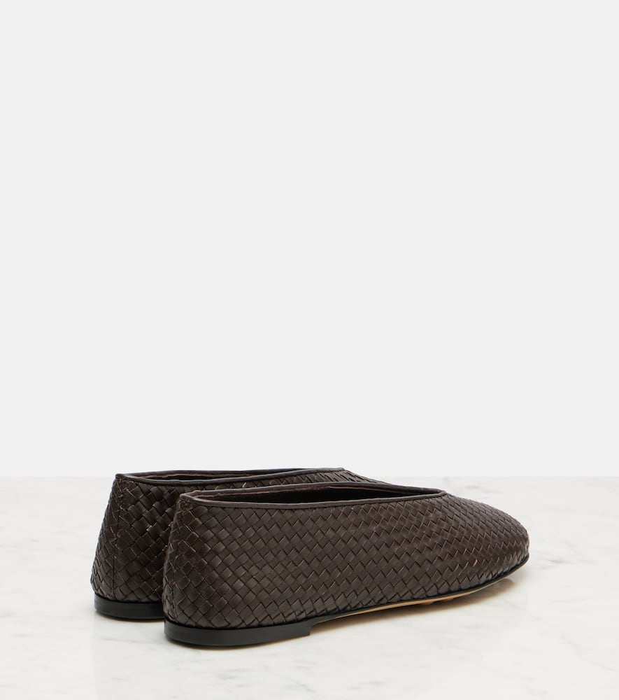 Bottega Veneta Fondant Intrecciato Lambskin Rosa Ballet Flats In Brown
