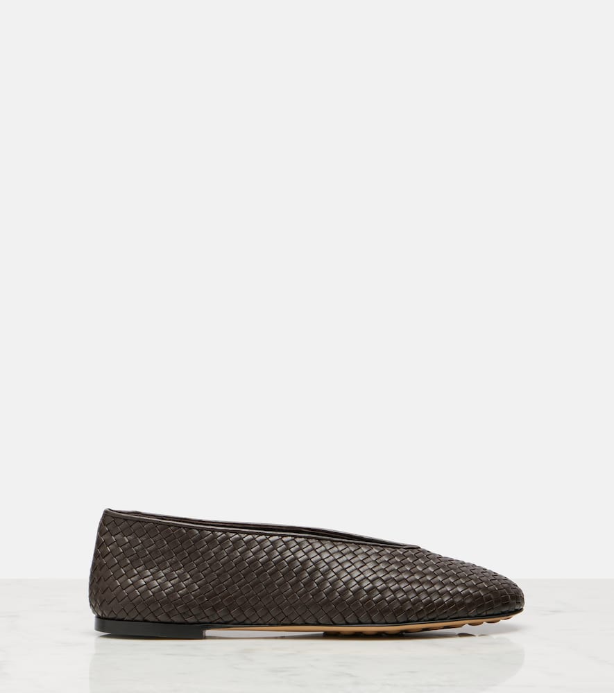 Bottega Veneta Fondant Intrecciato Lambskin Rosa Ballet Flats In Brown