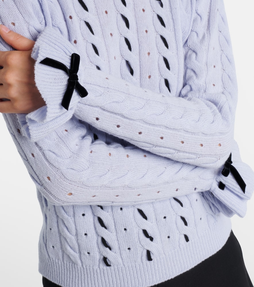  Valentino Valentino Bow-detail Cable-knit Virgin Wool Sweater 