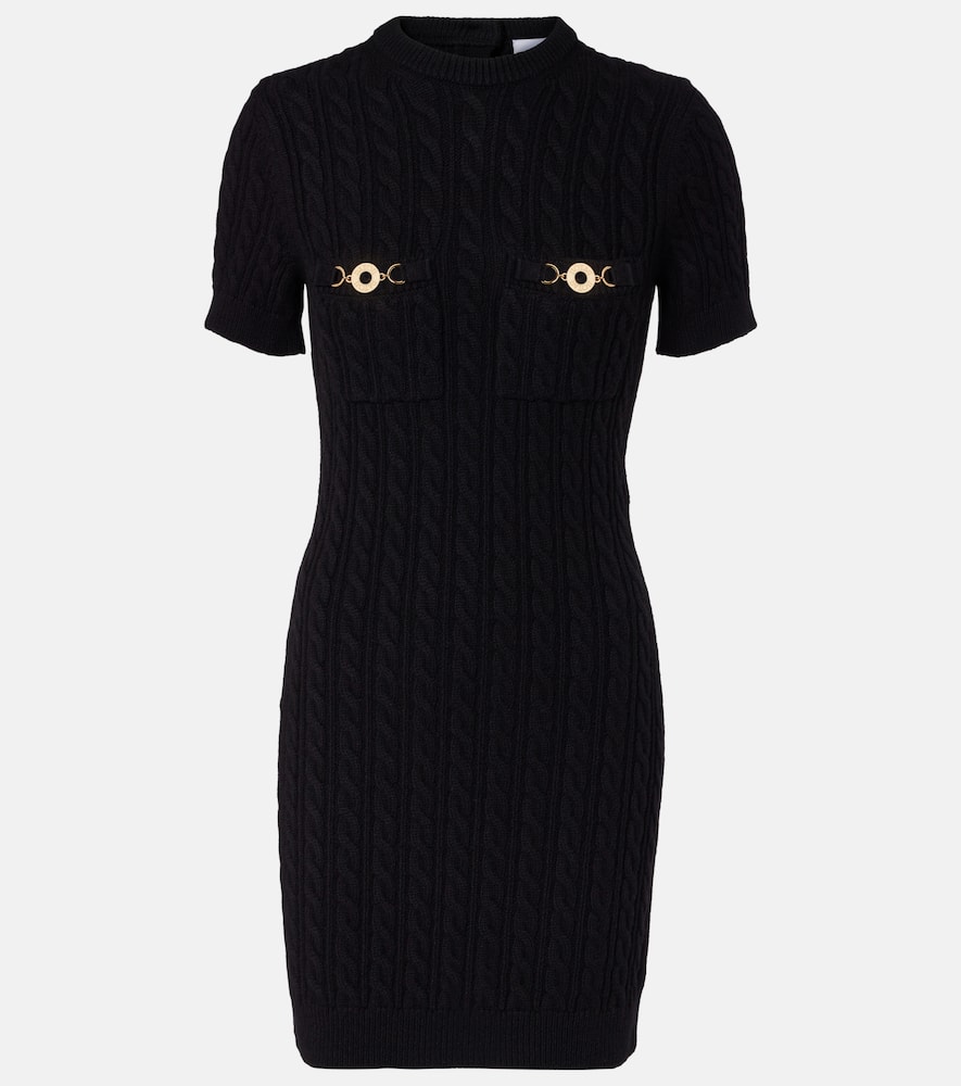 Patou Cable-knit Wool And Cashmere Minidress In Black