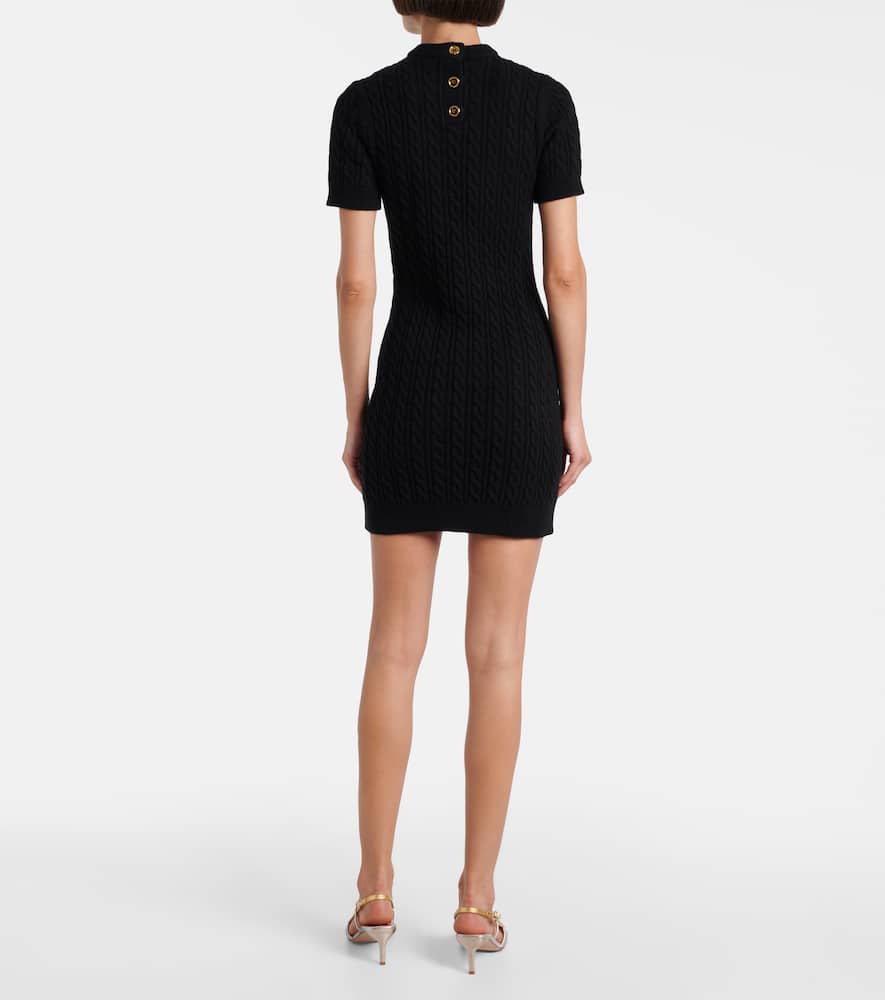 Patou Cable-knit Wool And Cashmere Minidress In Black