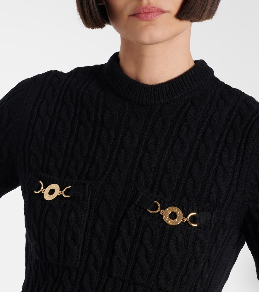 Patou Cable-knit Wool And Cashmere Minidress In Black