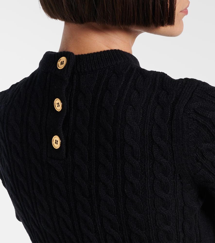 Patou Cable-knit Wool And Cashmere Minidress In Black