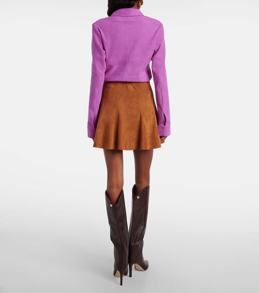 Stouls Mila Pleated Suede Miniskirt In Brown