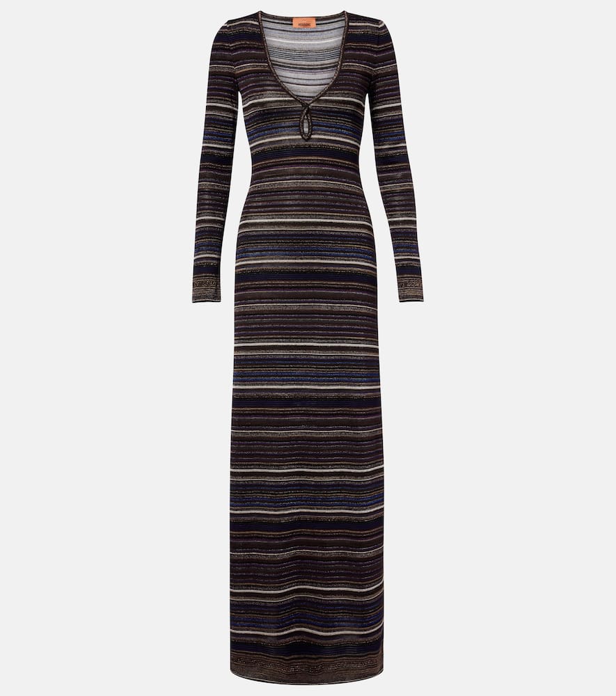 Missoni Striped Maxi Dress In Brown