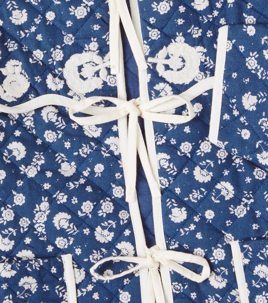 Bebe Organic Amari Floral Cotton Quilted Jacket In Blue