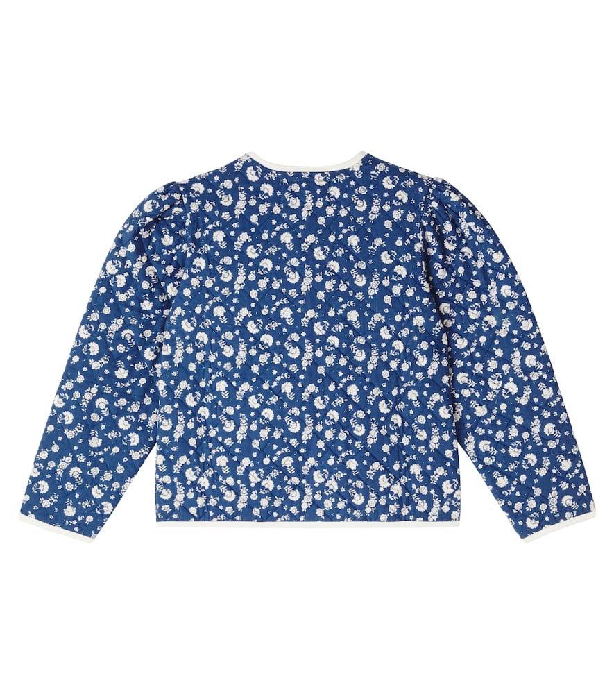 Bebe Organic Amari Floral Cotton Quilted Jacket In Blue