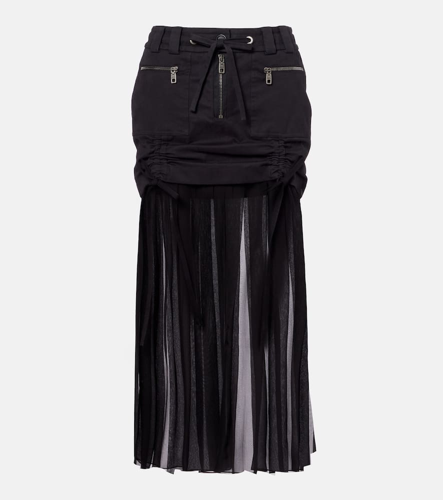 Dolce & Gabbana Silk And Cotton Midi Skirt In Black