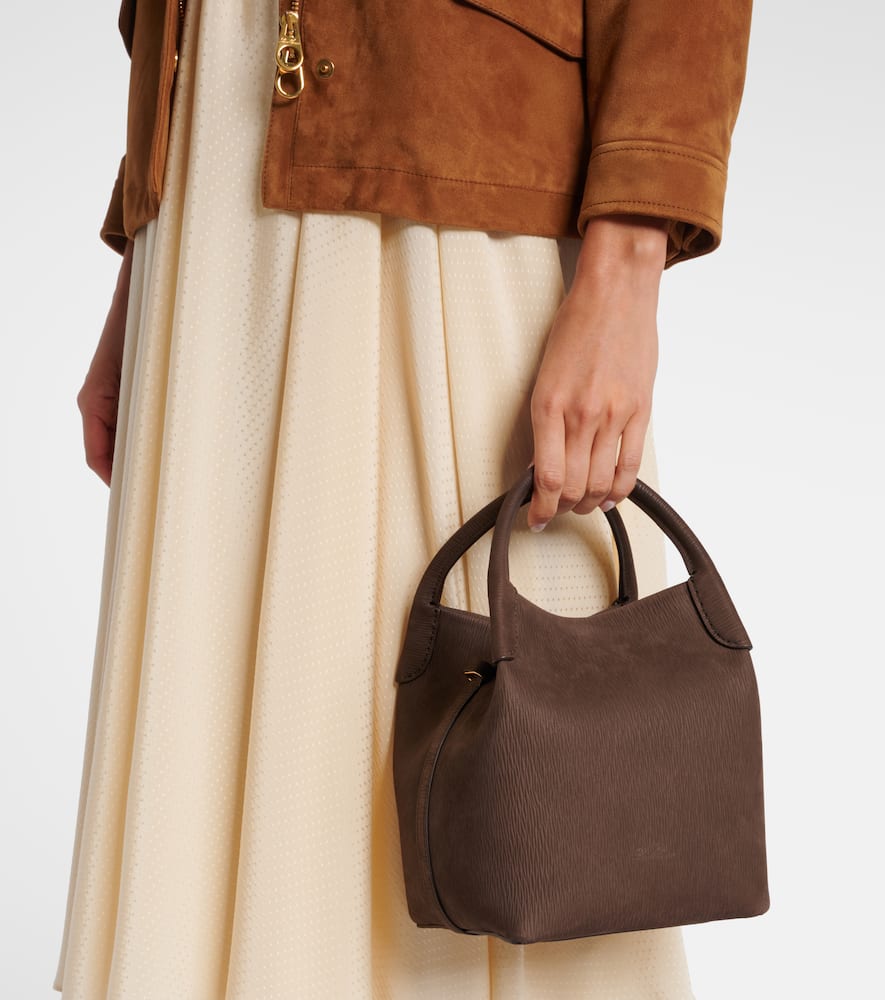 Loro Piana Bale Small Leather Bucket Bag In Brown