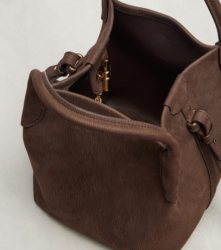 Loro Piana Bale Small Leather Bucket Bag In Brown