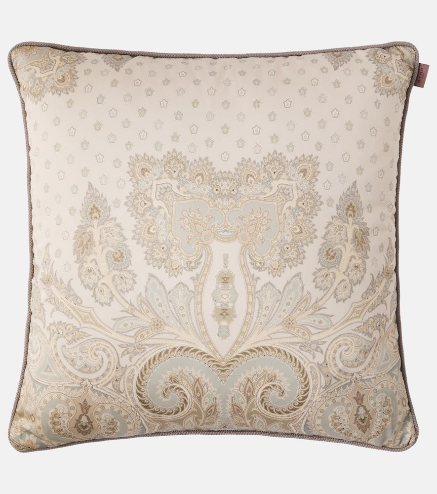 Etro Pegaso Printed Cotton Cushion In Sand